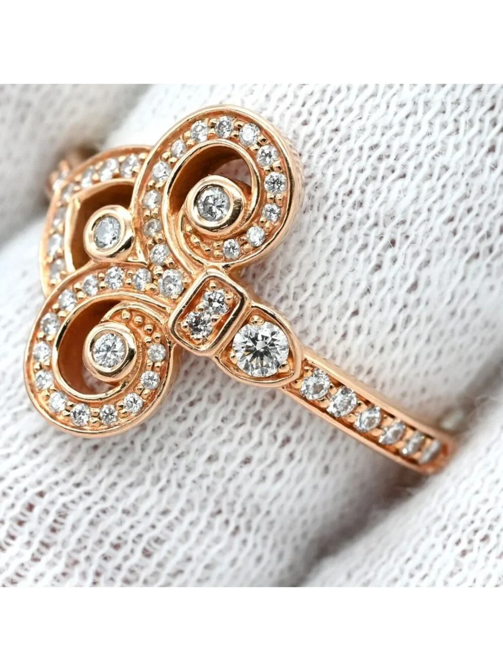 Tiffany & Co Ring Fleur de Lis Diamond Rose Gold Pink T& 18k PG Elsa Peretti
